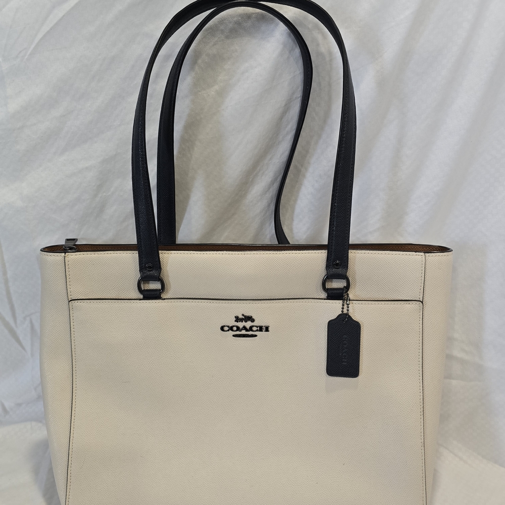 Coach Cream and Navy Women's Laptop Tote Bag